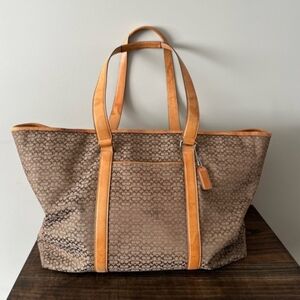 Large Coach Brown and Tan Tote Bag